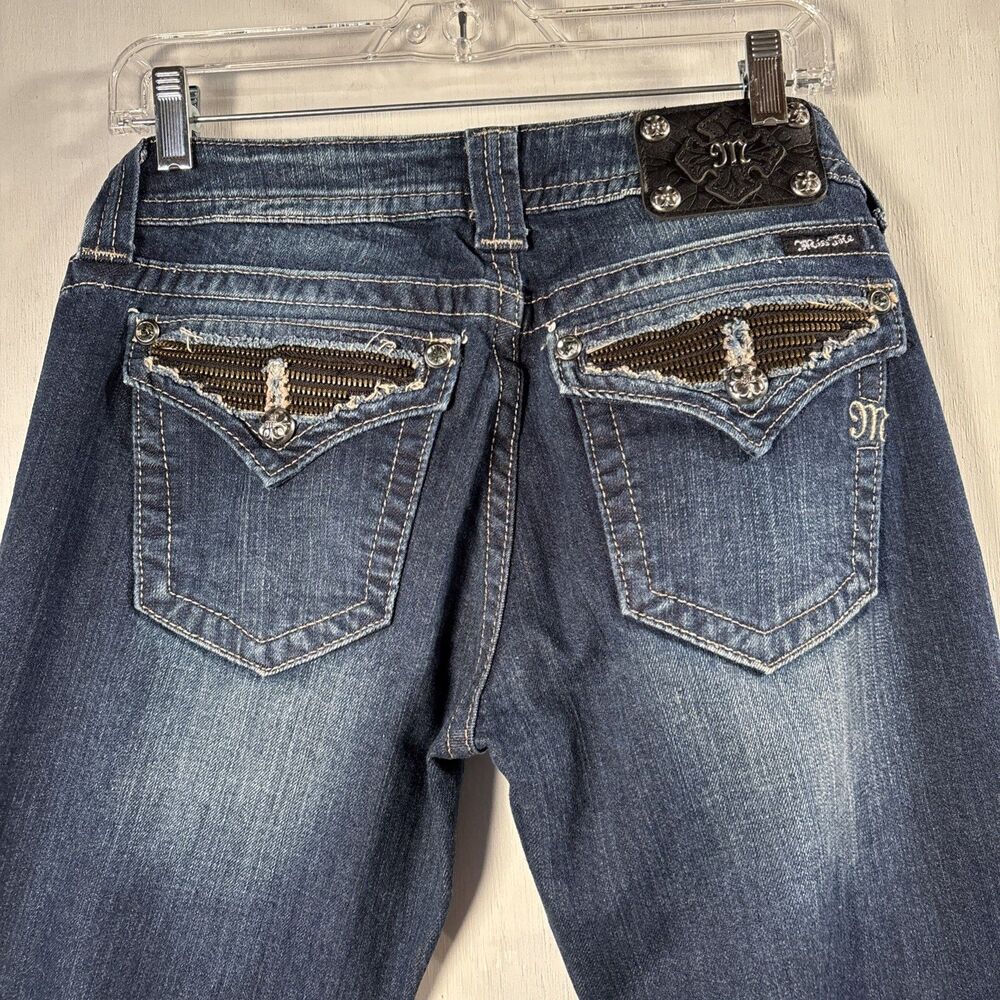 Miss Me Jeans Blue Sz 31 Signature Boot JP5189B5 Embellished  Flap Pockets Jeans